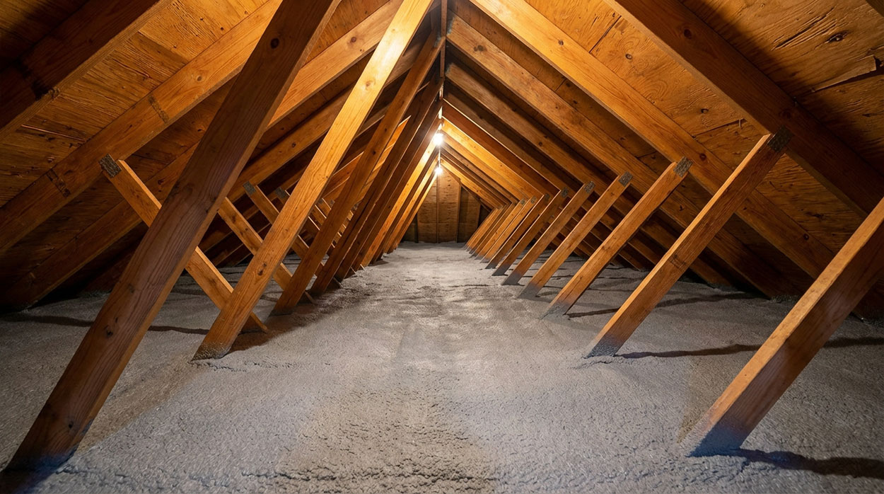 Attic spray foam insulation — roof deck application