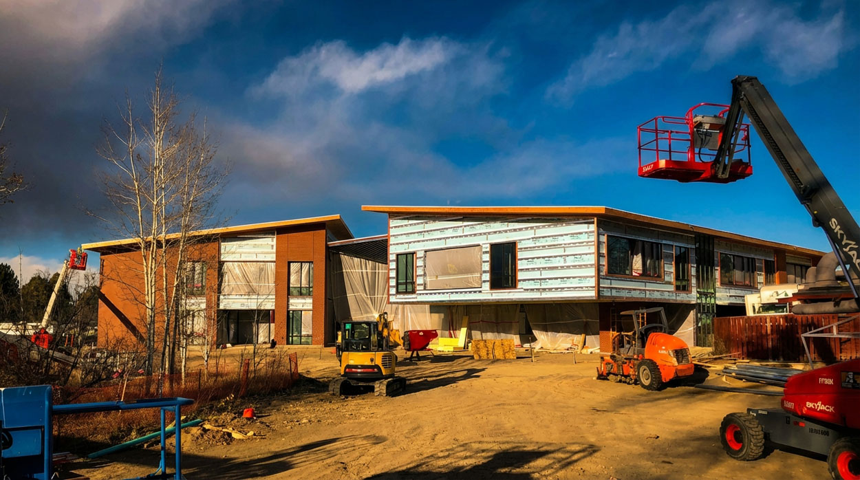 Commercial building spray foam insulation application