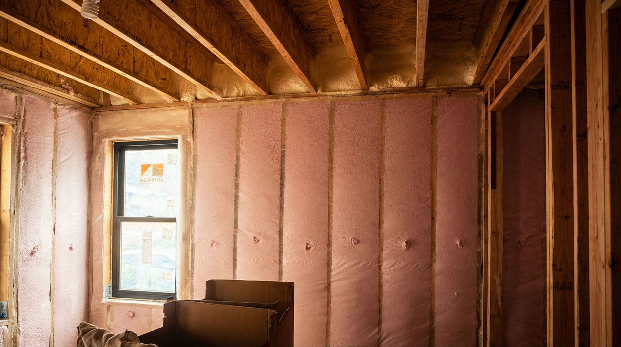 Spray foam wall insulation — rim joist and framing