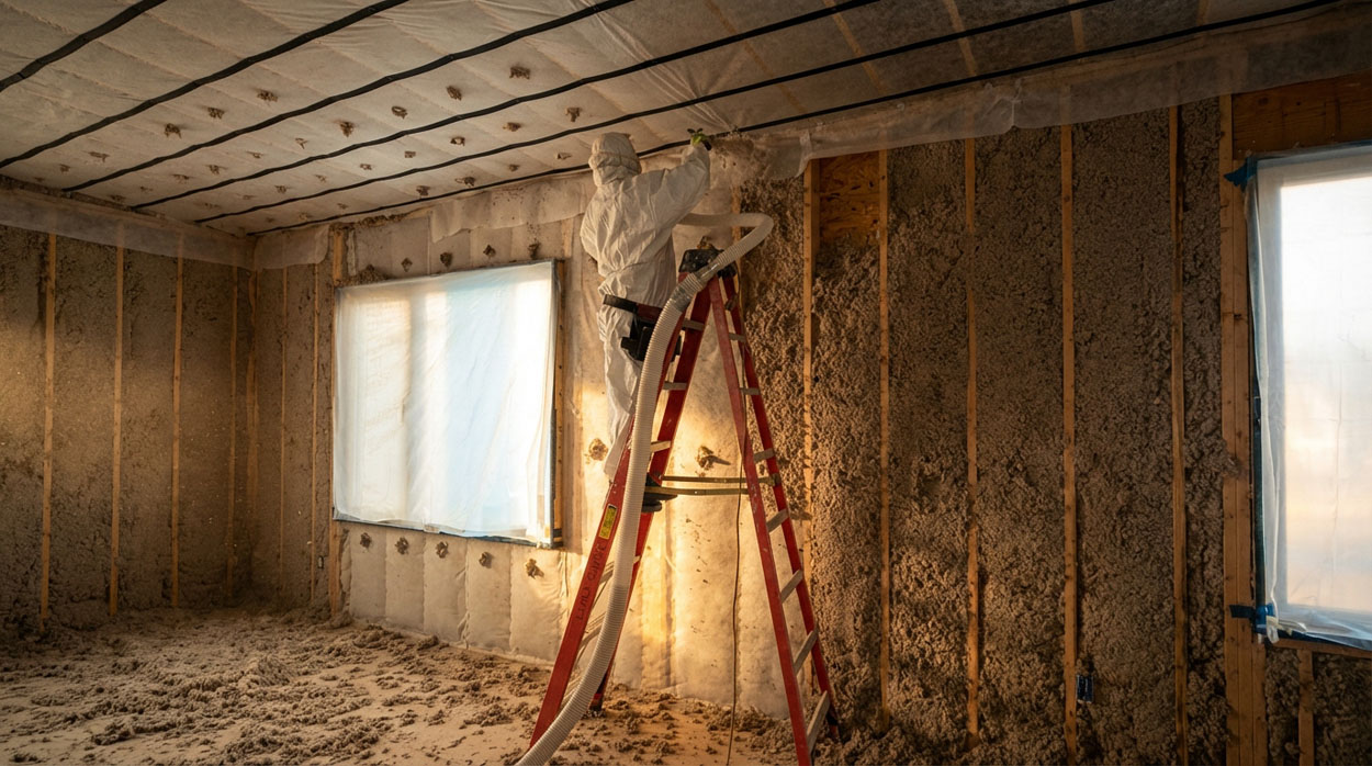 Spray foam insulation wall installation in Denver